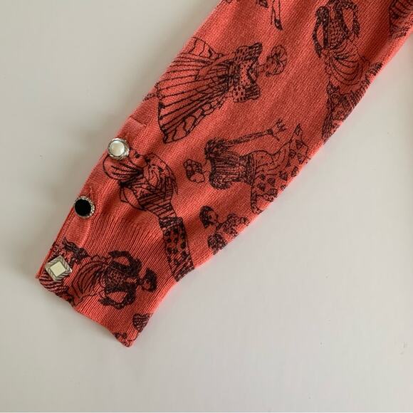 Twelve by Twelve Coral Pink and Black Fashionista Women Print Cardigan Medium - Picture 6 of 12